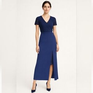 Venus Womens Midnight Blue Royal Lace Skirt High Slit Waist Ruched 8 Mixed Media